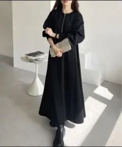 新品未使用⭐️レディース　ワンピース　黒　ハーフジップ　前後　2way Mサイズ