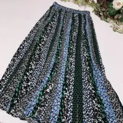 レディース ロングスカート プリーツ フレア 花柄 ドット 水玉 かわいい♡