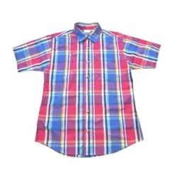 Columbia 半袖シャツ　チェック　マルチカラー　コロンビア　M