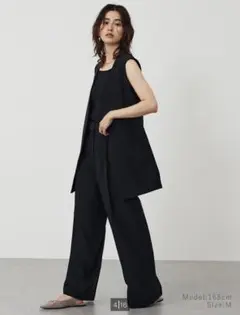 PLST ストレッチツイル2タックワイドフルレングスパンツ　L