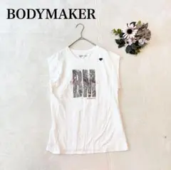 【ボディマーカー】ノースリーブ Tシャツ（L)英字ロゴ クルーネック カジュアル