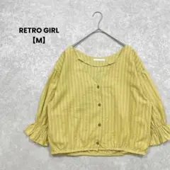 a2362＊RETRO GIRL コットンブラウス　イエロー【M】ナチュラル