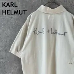 Karl Helmut ポロシャツ クリーム系　鹿の子　半袖　刺繍ロゴ　Mメンズ