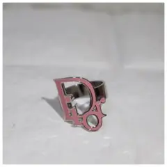 【美品】クリスチャンディオール ロゴ リング ピンク 指輪