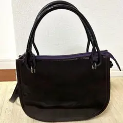 ほぼ未使用　極美品✨銀座ヨシノヤ　本革本エナメルハンドバッグ
