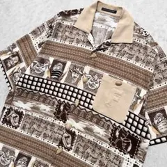 90s 日本製 FARNESE ライカ 刺繍 オープンカラーシャツ 開襟シャツ