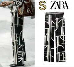 新品 ZARA ジオメトリックプリント ワイドパンツ S 完売品 ラスト1点♪