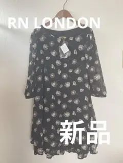 【新品】　ワンピース　RN LONDON　透け感　チュニック　花柄　黒