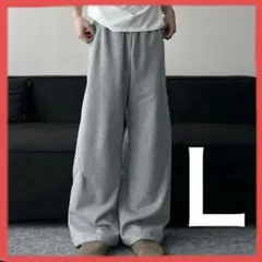 ワイドスウェットパンツ　変形　グレー Ｌ