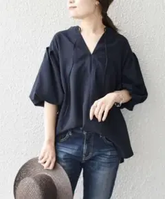 SHIPS スキッパーボリュームスリーブブラウス ¥14,960