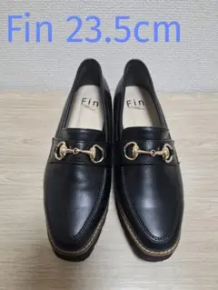 美品☆ フィン Fin スクエアトゥ 厚底 ローファー ブラック 23.5cm