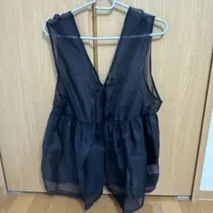 黒 シースルー ノースリーブ トップス