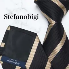 【未使用級】 Stefanobigi ネクタイ レジメンタル ブラック ゴールド