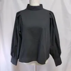 OFALO 黒 ハイネック バルーンスリーブ シャツ ブラウス