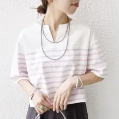 最終価格！SHIPS for women オーガニックボーダーショートスリーブ