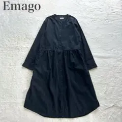 イマゴ 美品 コットン ギャザー シャツワンピース バンドカラー ワイド