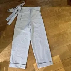 ストライプ　カジュアルパンツ　水色
