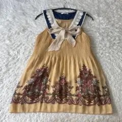 アクシーズファム　ボウタイ　ノースリーブ　ブラウス　花柄　切り替え　M