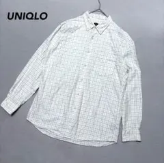 【ユニクロ】ボタンダウン チェック柄シャツ クリーム色 XL メンズ 大きめ