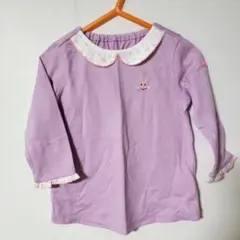 ホットビスケッツ　80 紫色 襟付きTシャツ ウサギ刺繍