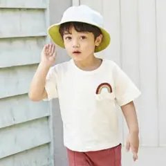 プティマイン 半袖 Tシャツ かぎ編みモチーフつき 刺繍 100cm