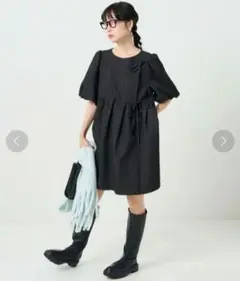 freak's store　フクレジャガードパフスリーブリボンミニワンピース 黒
