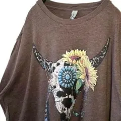 ネクストレベル 悪魔 ひまわり 装飾 Tシャツ L ブラウン 茶色 古着