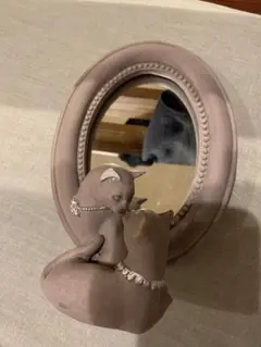 オブジェ　猫　鏡