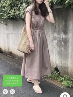 Mysa&Liina ミーサリーナ　ピンタックコットンレースワンピース　ブラウン