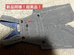 MIKI HOUSE ストライプオーバーオール ロンパースMサイズ　超美品！
