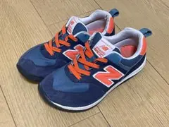 ニューバランス KS574 BOP 紺/オレンジ キッズスニーカー 21cm
