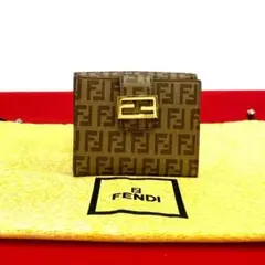 未使用 保管品 極 美品 フェンディ ズッカ 柄 二つ折り ミニ 財布