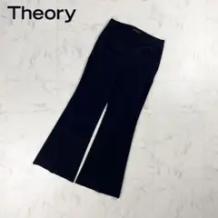美品 theory セミフレアワイドパンツ 薄手 ブラック サイズ2*CD807