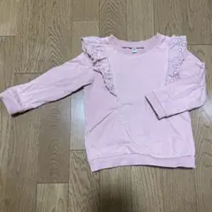 フリル付きピンクトレーナー 90