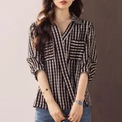 ❤️大きいサイズ❤️ トップス　シャツ　チェック　レディース 春夏　 新品 半袖