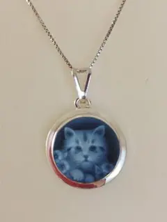 ストーンカメオ カメオネックレス カメオ 猫モチーフ 新品 イタリア製
