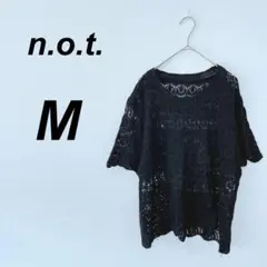 n.o.t.　美品♡ ブラック 半袖ニット M レース編み　重ね着　カジュアル