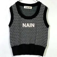●M1639 特価 NAIN ニットベスト 総柄 韓国服 オルチャン 匿名配送