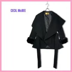 【美品】CECIL McBEE セシルマクビー コート ファー ブラック M