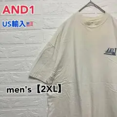 ●T587【US輸入】AND1 Tシャツ ホワイト系 men's【2XL相当】