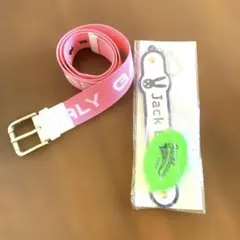 パーリーゲイツ　ピンクベルト タオルホルダー　コインケース　3点セット