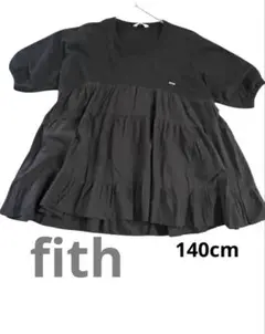 美品★fith/フィス　ティアードカットソー　半袖プルオーバー 140cm 黒