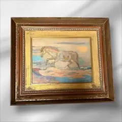 絵画　水彩肉筆画　真作　坂本繁二郎『馬』オリジナル額装　開運 絵画水彩肉筆画真作坂本繁二郎『馬』オリジナル額装開運