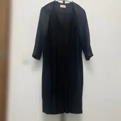 momoni 黒 ロングワンピース Vネック 七分袖