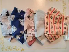 ランダム柄のハンドメイド布マスク（大人用）　5枚セット