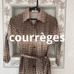 値下げ美品☆courrèges 幾何学模様 シャツワンピース 38