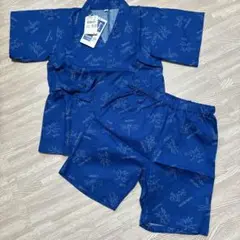 【新品タグ付き】甚平　青　カブトムシ　100