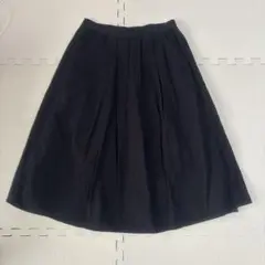 サンバレー　綿麻タックスカート　黒