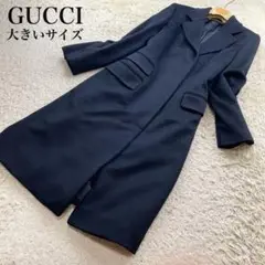 ★超希少・大きいサイズ★グッチ ロングコート カシミヤ100% 比翼襟 42 黒
