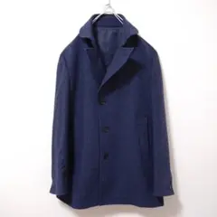 【COMME CA ISM】　ウールコート　ネイビー　紺　メンズ　L　古着　無地